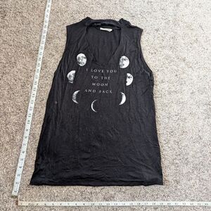 Black Sleeveless Moon Phase Graphic Top